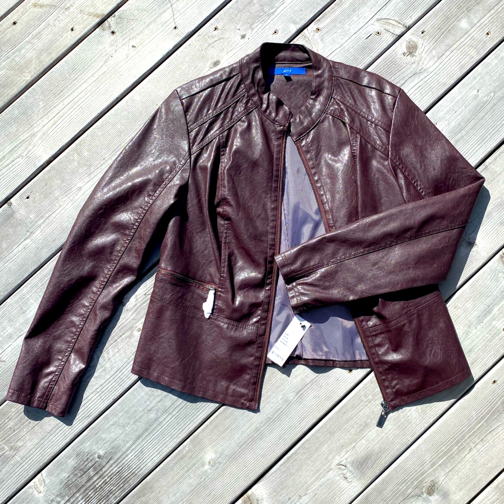Apt. 9 walnut brown faux leather jacket NWT